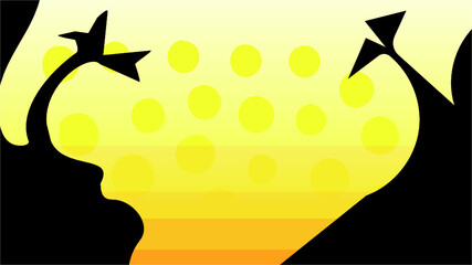 yellow background illustration tree silhouette