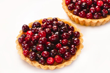 Cranberry tart. Delicious cranberry tart with jellied and fresh cranberries for Thanksgiving or Christmas.