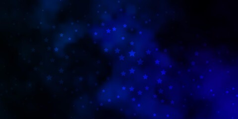 Dark BLUE vector background with small and big stars.