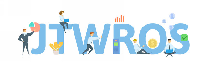 JTWROS, Joint Tenants With Rights Of Survivorship. Concept with keyword, people and icons. Flat vector illustration. Isolated on white background.