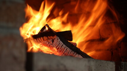 Fire in the fireplace