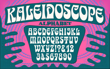 An alphabet in the style of 1960s psychedelic posters and album covers