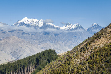 snow covered peaks of Mount Tapuae-o-Uenuku in Inland Kaikoura Range, South Island, New Zealand