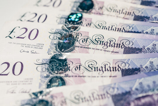 Detail of British Pounds banknotes