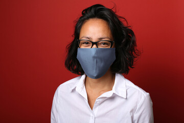 Beautiful handsome woman with a mouth cap 