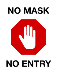 Fototapeta premium No Face Mask, No Entry Wrong and Right Wear line Icon banner isolated on white background. No entry without face mask sign. Coronavirus covid19 prevention creative illustration banner.