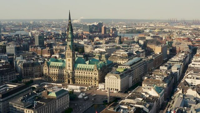 Aerial view of Hamburg. It is a major port city in northern Germany