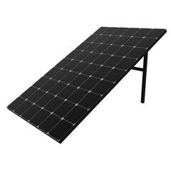 Black monocrystalline solar panel on stand