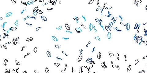 Light BLUE vector background with woman symbols.