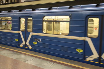 subway in Minsk with classic soviet wagons
