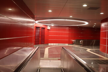 pedestrian transition with elevator in airport