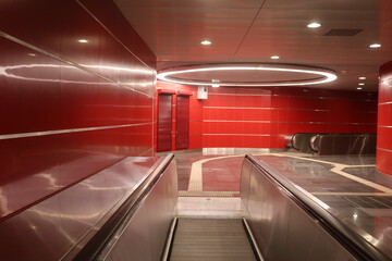 pedestrian transition with elevator in airport