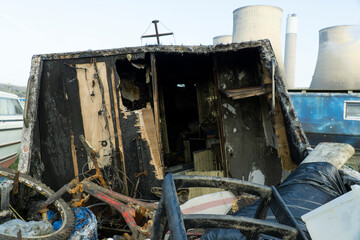 Interior of a burnt out boat