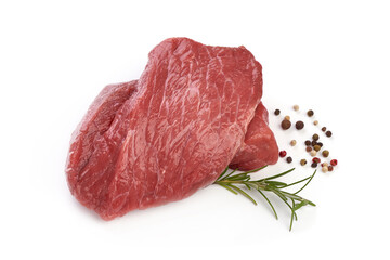 Beef steaks, raw meat, isolated on white background