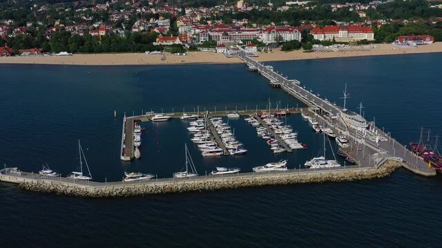 Baltic sea, Sopot molo aerial view