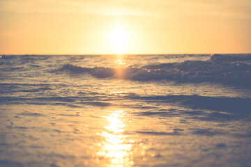 Fototapeta na wymiar detail of sea waves during sunset