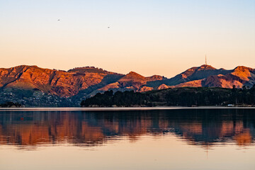 Reflection of a sunset on a lake