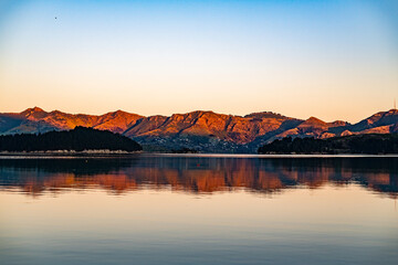 Reflection of a sunset on a lake