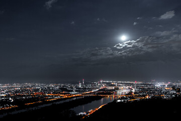 Fototapeta na wymiar Wien bei Nacht vom Leopoldsberg gesehen