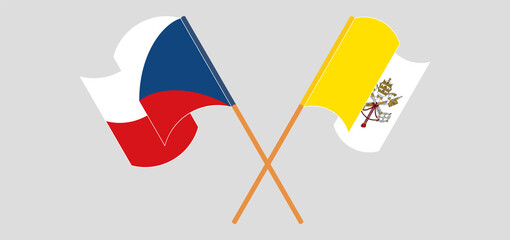 Crossed flags of Czech Republic and Vatican