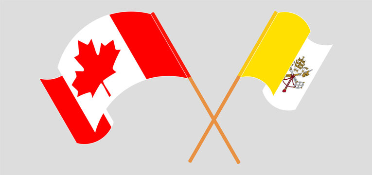 Crossed flags of Canada and Vatican