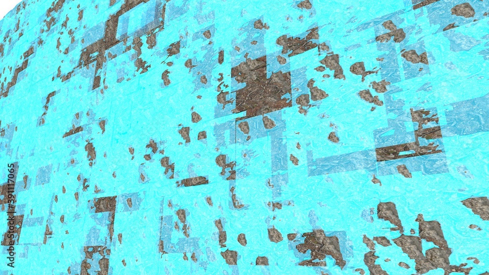 Poster brown-blue abstract textured background. wallpaper. 3d rendering.