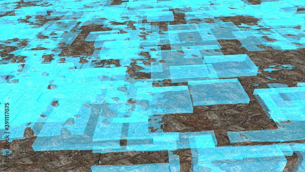 Poster brown-blue abstract textured background. wallpaper. 3d rendering.