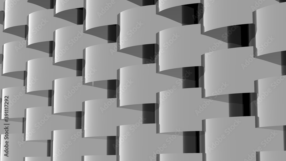 Poster abstract gray background in the form of ribbon plexuses. 3d rendering. wallpaper. pattern