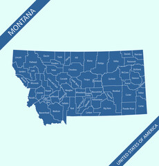 Montana counties map vector outlines