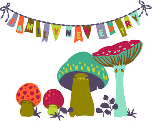 Mushroom print and design for babies.