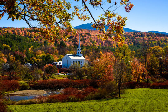 Stowe church by a sunny fall afternoon