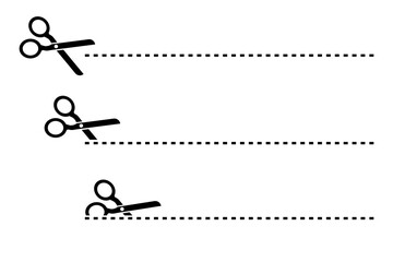 Paper art set with black scissors lines on white background. Banner with scissors lines. Vector design. Stock image. EPS10.