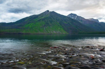 Stanton Mountain in Glacier National Park on a cloudy day.