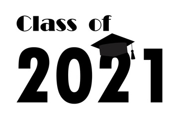 Graduate 2021, great design for any purposes. Celebration banner. Black graduate 2021 on white background. Stock image. EPS10.