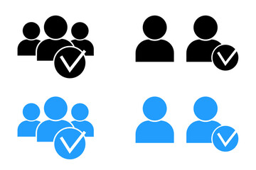 People icons check marks, great design for any purposes. Black silhouette icon. Social icon. Stock image. EPS10.