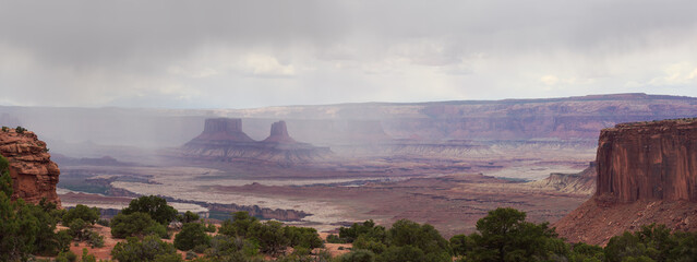 Scenic panorama of storm in Canyonlands National Park, Utah, USA