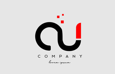 black red CU C U alphabet letter logo icon combination. Design for business and company © dragomirescu
