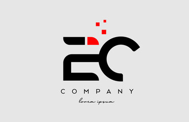 black red EC E C alphabet letter logo icon combination. Design for business and company