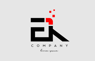 black red EK E K alphabet letter logo icon combination. Design for business and company