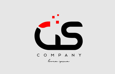 black red GS G S alphabet letter logo icon combination. Design for business and company
