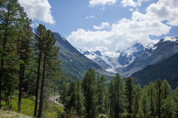 Morteratsch glacier in the southern part of Switzerland