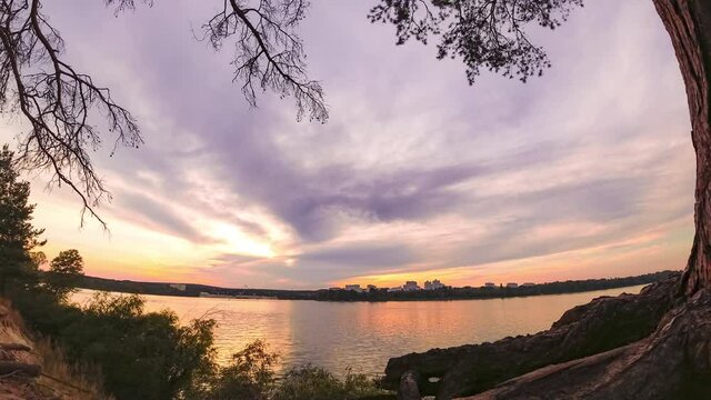 Beautiful evening on the Dnieper river, Kiev region, Ukraine