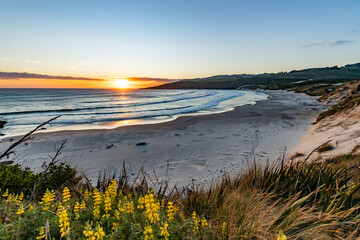 Sunset at the coast in New Zealand