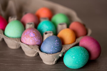 Colorful Easter Eggs in Egg Carton
