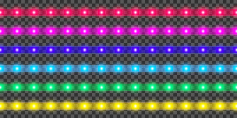 LED strip set. Colorful realistic illuminated tape decoration
