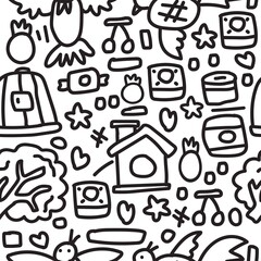kawaii doodle cartoon pattern designs for stickers, backgrounds, wallpapers, clothes, decorations and more