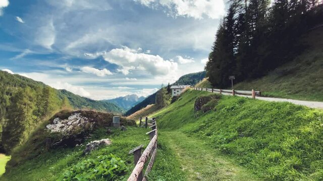 Beautiful view of Andraz Castle in the Italian Alps