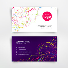 Business cards with abstract color curly lines. 
