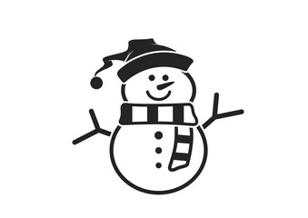 snowman in santa claus hat line icon. Christmas and New Year design element. winter symbol
