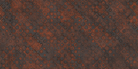 Dirty Decorated Rusted Metal Pattern. Seamless Transition.